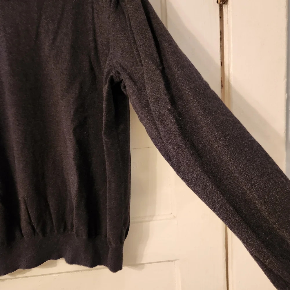 J. CREW Men's Sweater, Dark Gray Cashmere & Cotton, Sz XL, V-neck, Washable EUC